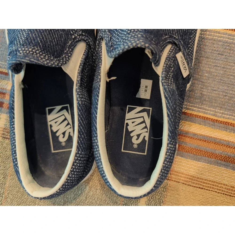 Unisex VANS DENIM CHECKERBOARD SLIP-ON Navy Blue (VN0A2Z41NVY) Size M 7.5 W 9